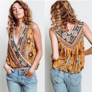 Free People Havana Floral Surplice Top |XS| Yellow